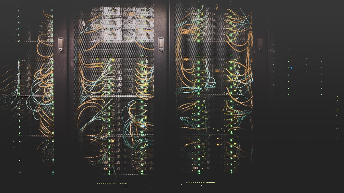 Data center server racks representing cloud migration